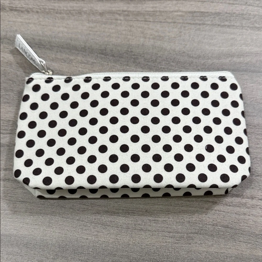 Lancome Cream and Brown Polka Dot Pouch Makeup Bag (M1)